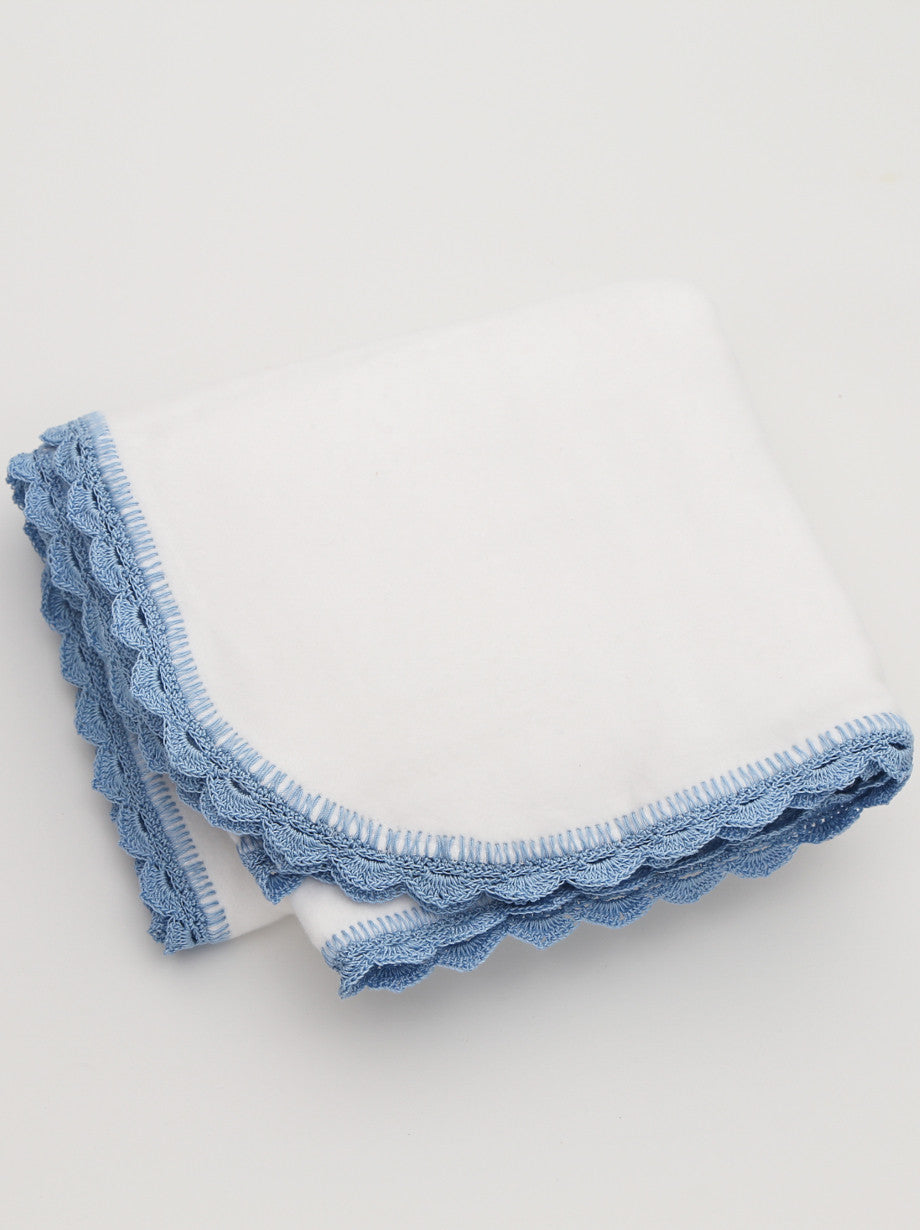 Ammee's Heirloom Crochet Blanket Christening White/Blue