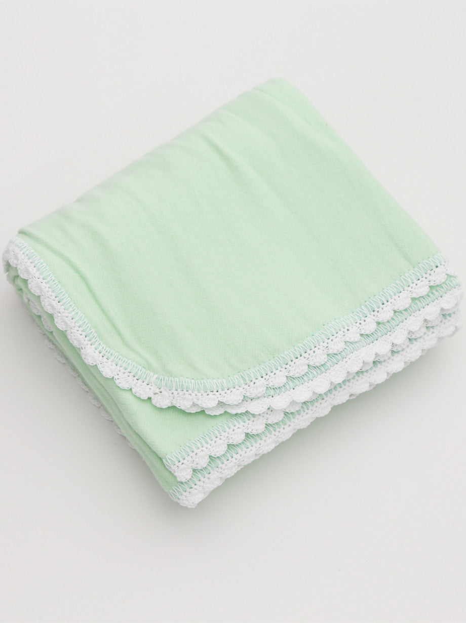 Ammee's Heirloom Crochet Blanket - Leafy Green/White